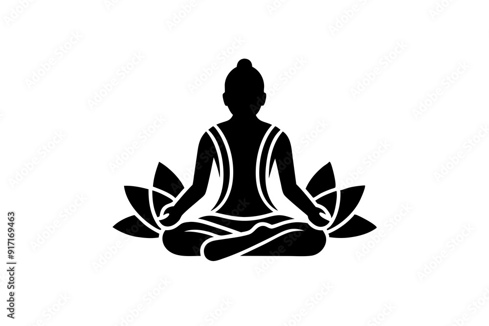 Meditation Practices vector silhouette on white background Meditation Practices vector silhouette on white background