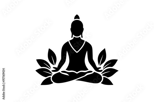 Meditation Practices vector silhouette on white background