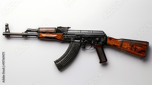 Automatic rifle on white background