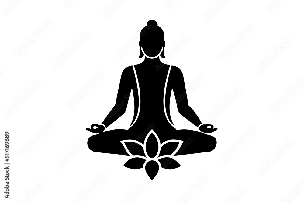 Meditation Practices vector silhouette on white background Meditation Practices vector silhouette on white background