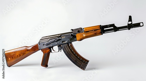 Automatic rifle on white background
