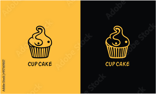 Simple outline cupcake vector icon. Cupcake illustration for web, mobile apps, design. Cupcake vector symbol.	