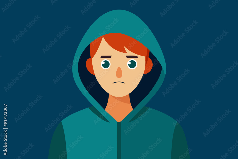 Vector design of an a sad young european on white background Vector design of an a sad young european on white background