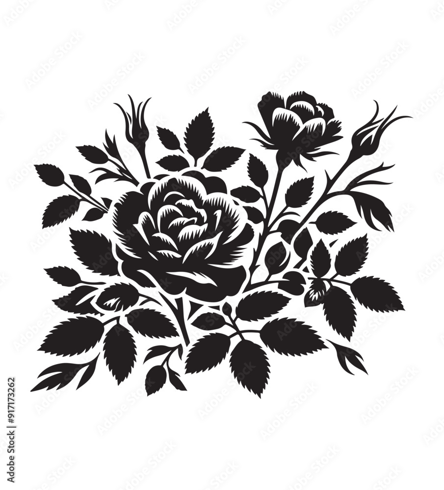 wild rose vector style,silhouette vector,black and white color wild rose vector style,silhouette vector,black and white color
