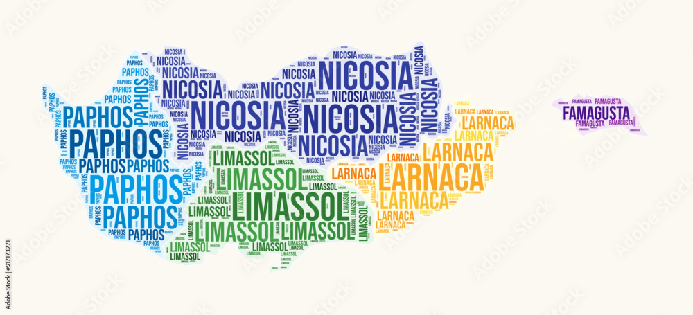 Cyprus regions word cloud. Country logo design. Regions typography ...