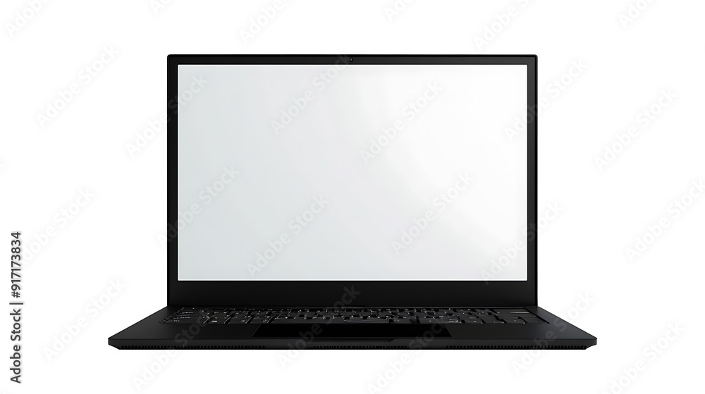 Modern laptop with a blank screen, sleek design and metallic finish, isolated on a white background Modern laptop with a blank screen, sleek design and metallic finish, isolated on a white background