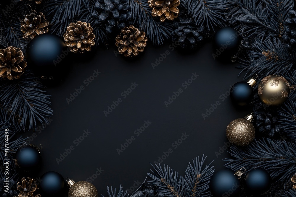 dark christmas decoration background with copy space as greetings card, ai dark christmas decoration background with copy space as greetings card, ai