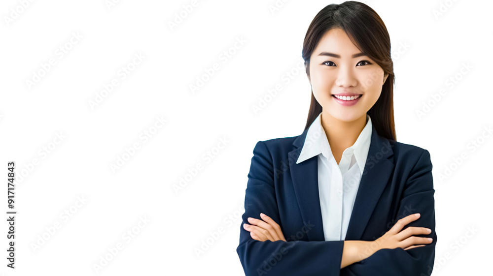 Young Asian woman with arms crossed on transparent background.
Young Asian woman with arms crossed on transparent background.
