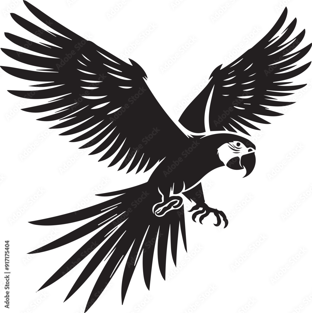 Obraz premium Beautiful parrot bird Silhouette isolated on white background Minimalist parrot vector shape