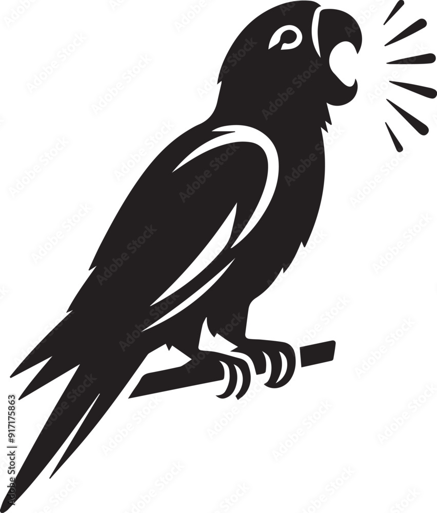 Fototapeta premium Beautiful parrot bird Silhouette isolated on white background Minimalist parrot vector shape