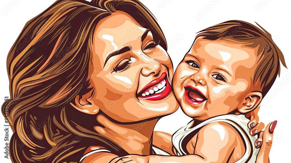 A mother is holding her child in her arms