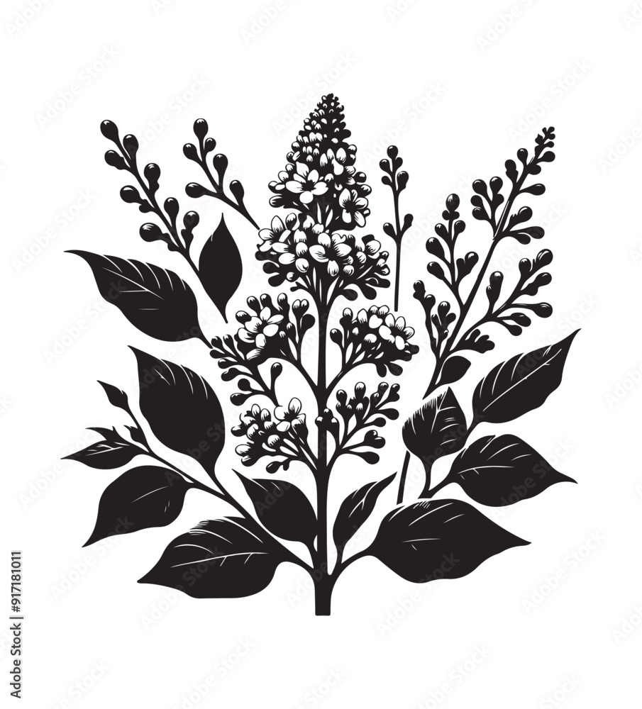 syringa vector style,silhouette vector,black and white color syringa vector style,silhouette vector,black and white color