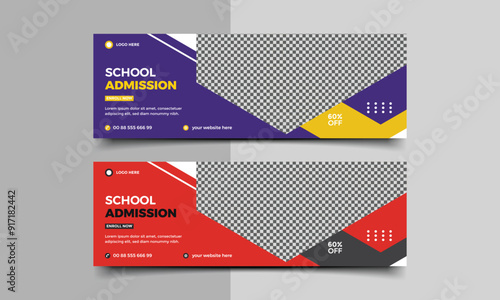 School admission Social media cover template.