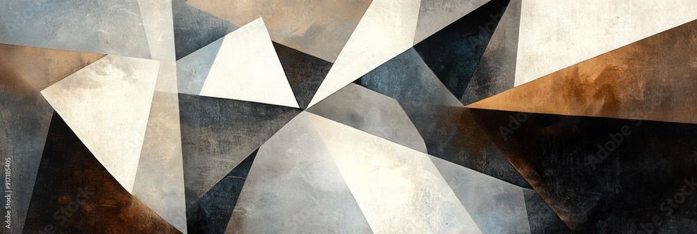Abstract Geometric Art with Brown, Gray, and White Triangles Abstract Geometric Art with Brown, Gray, and White Triangles