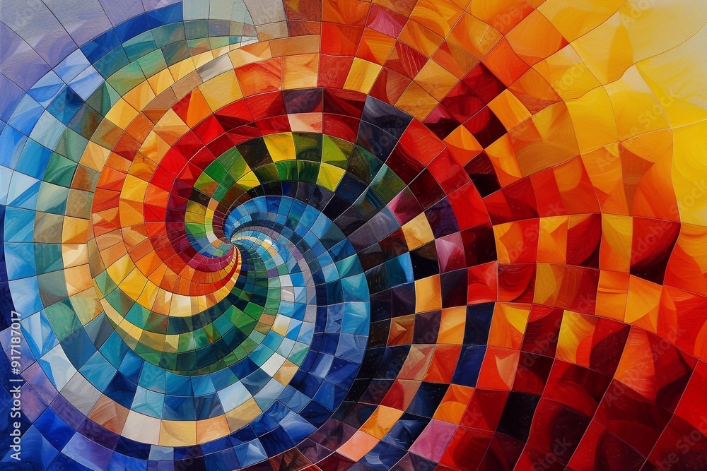 Fototapeta premium Multicolored composition consisting of squares and forming a spiral. Placed on the entire image.