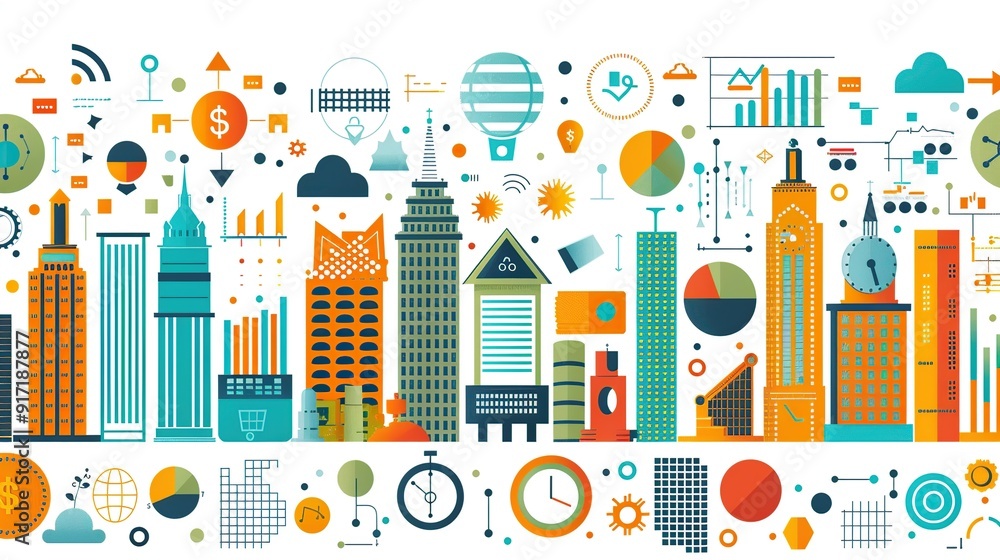 Modern Cityscape with Geometric Patterns Modern Cityscape with Geometric Patterns