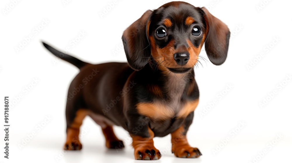 Cute Miniature Dachshund Puppy Standing in Full Body View Cute Miniature Dachshund Puppy Standing in Full Body View