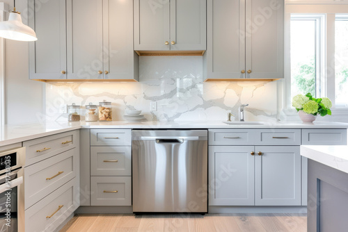Modern kitchen featuring sleek cabinetry, stainless steel appliances, and a bright, airy atmosphere with natural light.