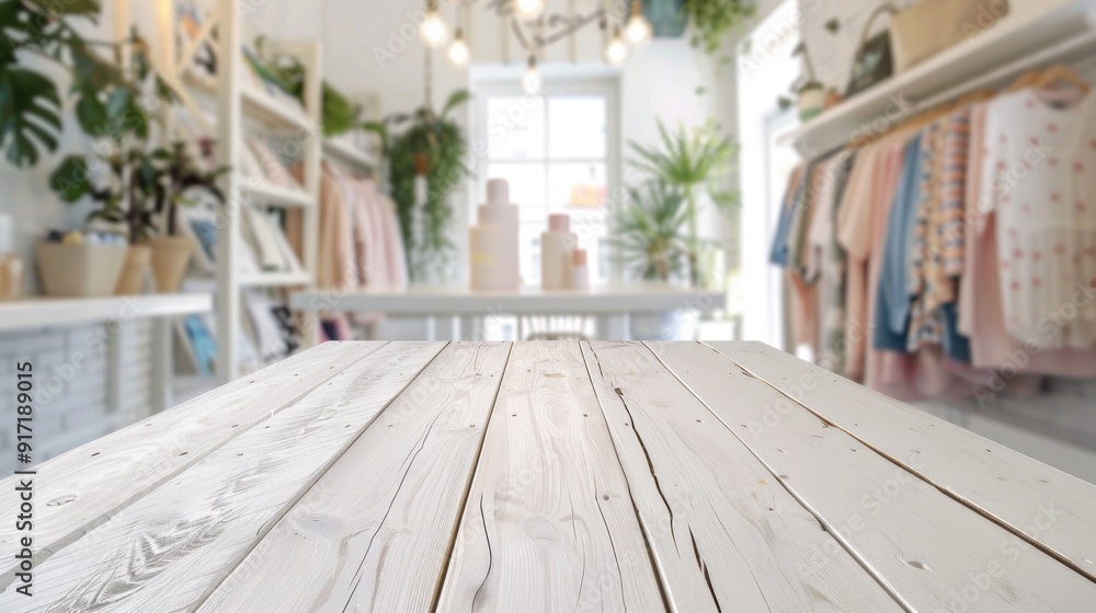 White Wooden Table in a Trendy Boutique White Wooden Table in a Trendy Boutique