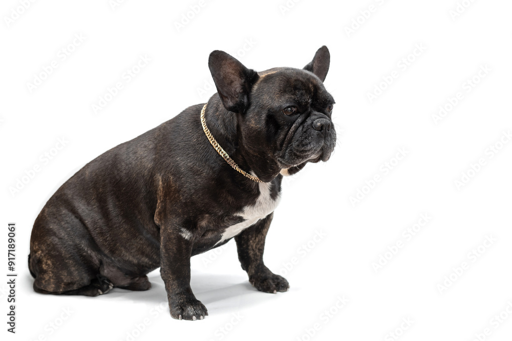 Portrait of a French bulldog close-up on a white background Portrait of a French bulldog close-up on a white background