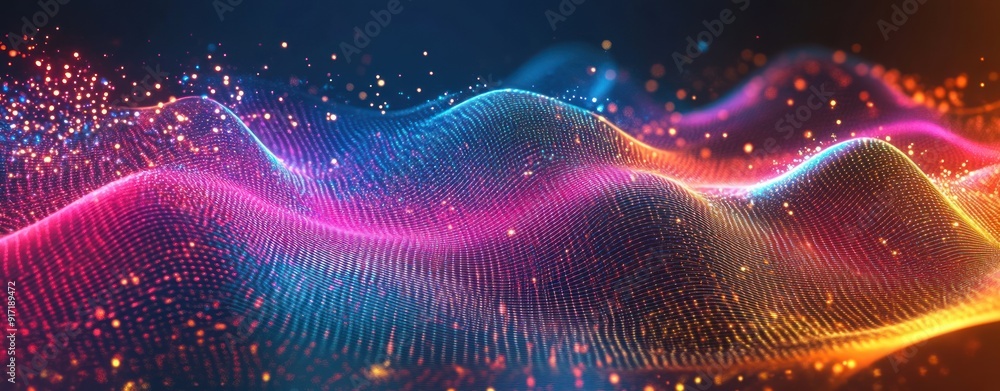 Abstract Digital Wave with Glowing Particles Abstract Digital Wave with Glowing Particles