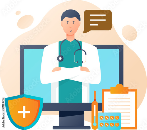 doctor concept online with transparent background