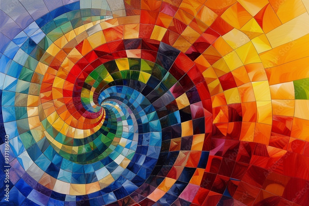 Fototapeta premium Multicolored composition consisting of squares and forming a spiral. Placed on the entire image.