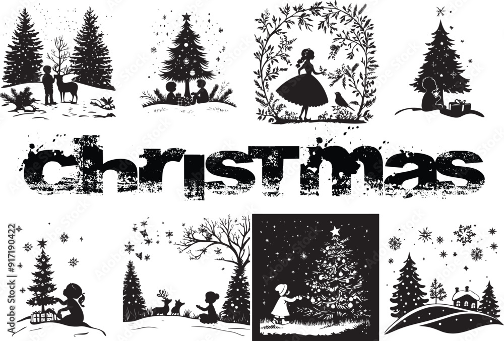 Obraz premium Christmas silhouettes