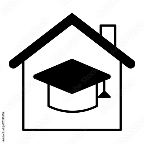 home school icon. black fill icon