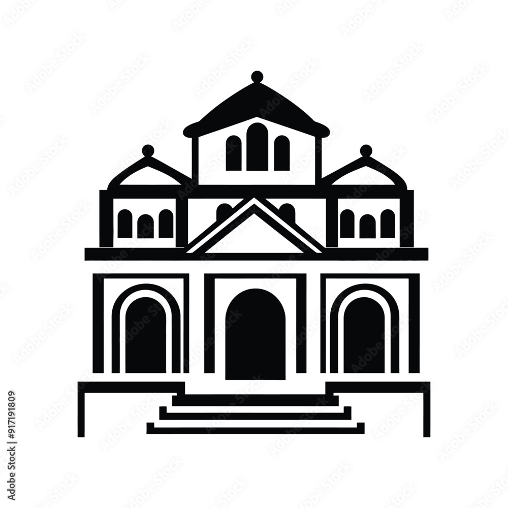 Chinese house black silhouette on white background, Chinese national building pagoda. Vector drawing Isolated on a white background. Silhouette Chinese architecture stock illustration Chinese house black silhouette on white background, Chinese national building pagoda. Vector drawing Isolated on a white background. Silhouette Chinese architecture stock illustration