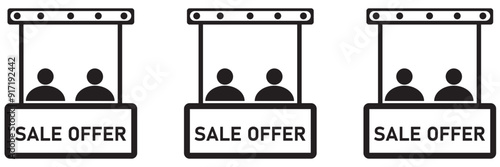 Customer service desk vector icon. Counter symbol.