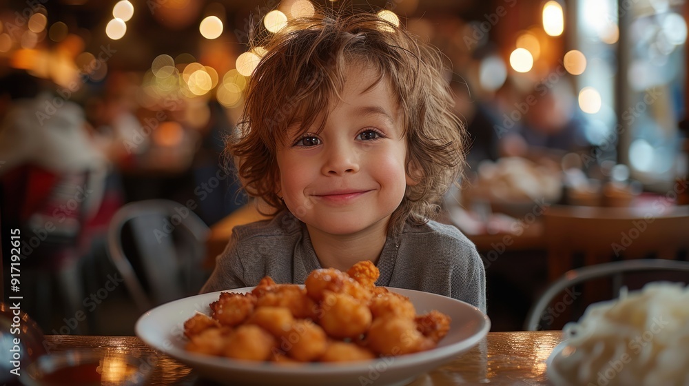 Photo of a happy young boy in restaurant Photo of a happy young boy in restaurant