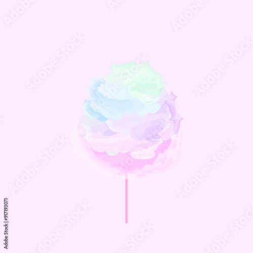 Pastel Cotton Candy Vector Illustration