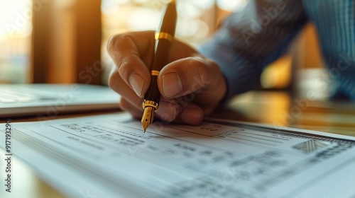 Close up of a hand signing a document with a pen