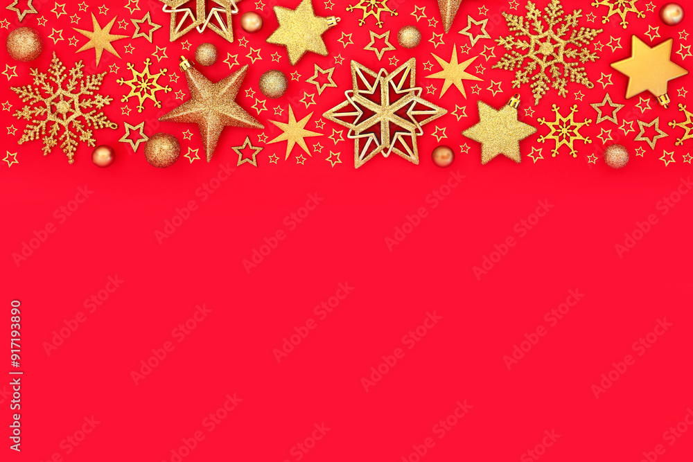 Christmas red gold snowflake star festive background border. Festive elegant vibrant holiday backdrop decor design for Noel Xmas Yule greeting card, label, gift tag. Christmas red gold snowflake star festive background border. Festive elegant vibrant holiday backdrop decor design for Noel Xmas Yule greeting card, label, gift tag.