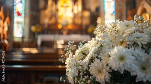 White Flowers in a Church