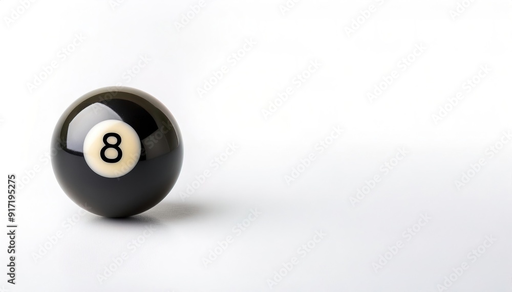 number 8 eight ball, the black ball, used in pool billiard games and is the last one to be sunk to win the game. Also associated with luck, chance or bad luck. isolated on white background number 8 eight ball, the black ball, used in pool billiard games and is the last one to be sunk to win the game. Also associated with luck, chance or bad luck. isolated on white background