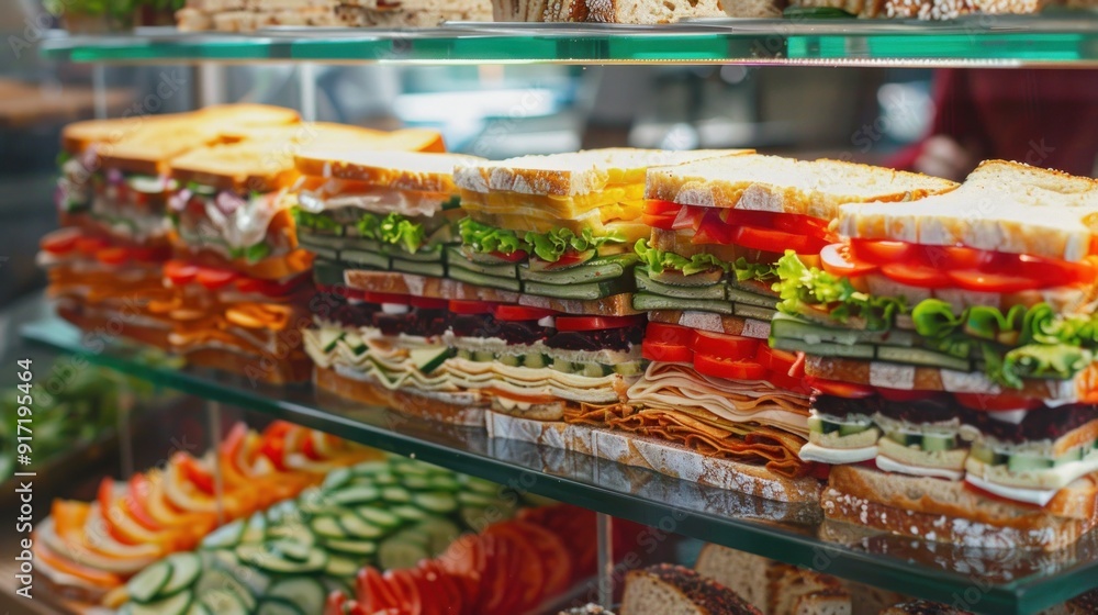 Fototapeta premium Delicious Sandwiches On Display