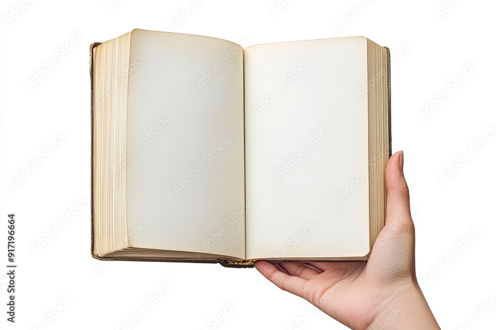 Blank book holding hand isolated on white background Blank book holding hand isolated on white background