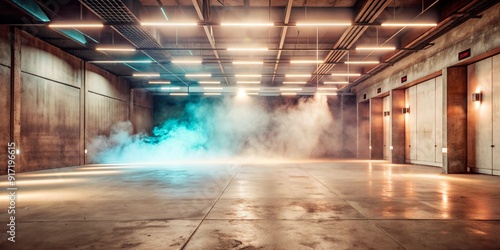 Dark street, asphalt abstract dark blue background, empty dark scene, neon light, spotlights The concrete floor and studio room with smoke float up the interior texture for display products