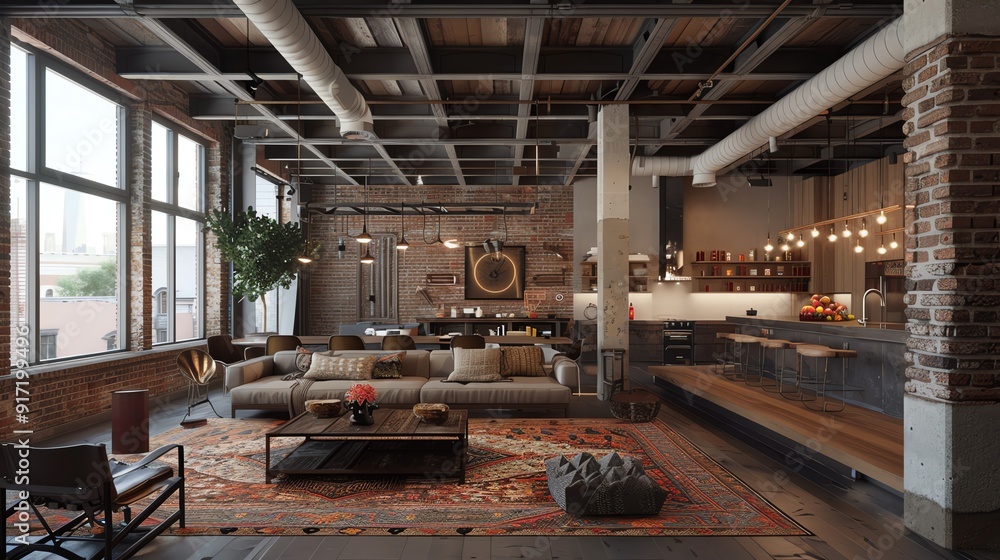 A chic downtown loft with industrial elements A chic downtown loft with industrial elements