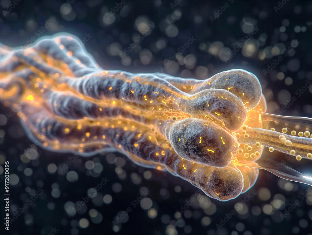 A glowing, twisted, and fuzzy looking creature with a long, thin body. The creature is surrounded by a bright orange glow