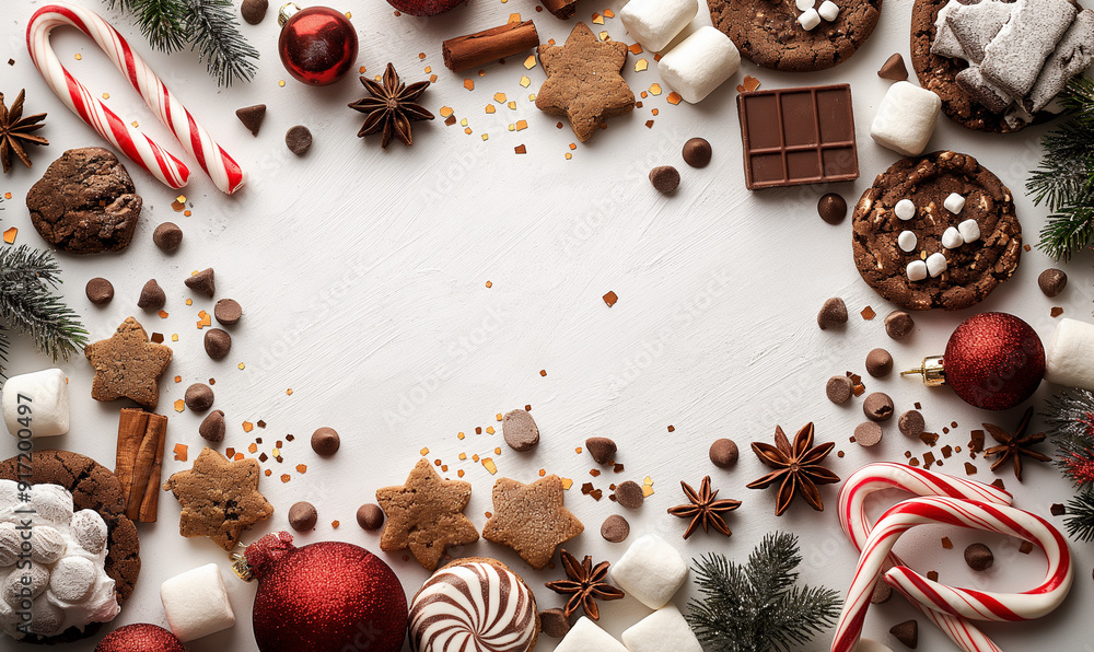 Christmas baking on a textured table. Top view. Space for text. Christmas cookies. Gingerbread. Christmas baking on a textured table. Top view. Space for text. Christmas cookies. Gingerbread.