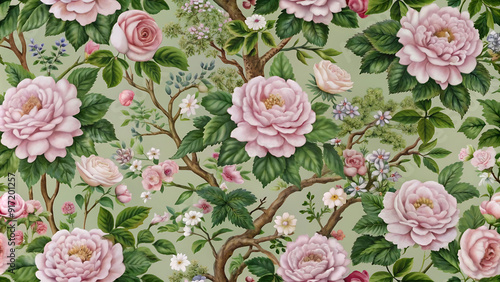 pattern with pink roses