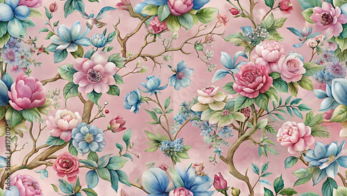 pattern with pink flowers