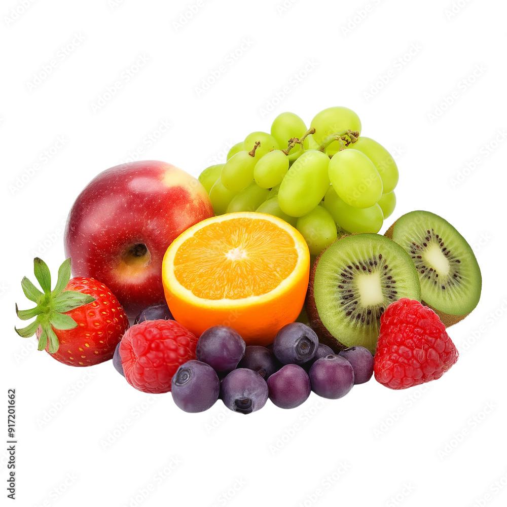Fresh fruits :strawberries, apples,raspberry,blueberry, kiwi, oranges,cherries,pineapple, banana and grapes isolated on a transparent background. Fresh fruits :strawberries, apples,raspberry,blueberry, kiwi, oranges,cherries,pineapple, banana and grapes isolated on a transparent background.