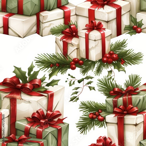 Festive arrangement pattern of christmas gifts for a joyful and memorable holiday season