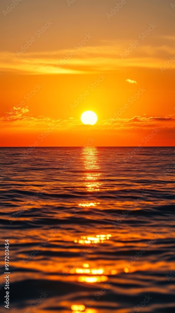 Sunset over calm ocean with vibrant colors Sunset over calm ocean with vibrant colors
