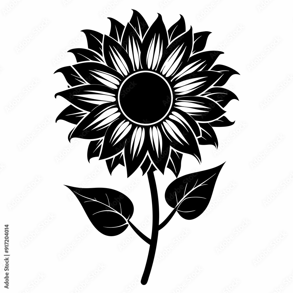Fototapeta premium Sunflower Black silhouette