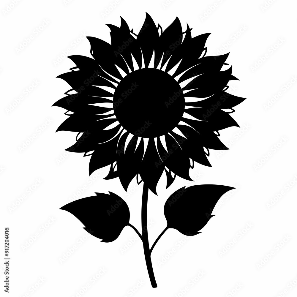 Fototapeta premium Sunflower Black silhouette